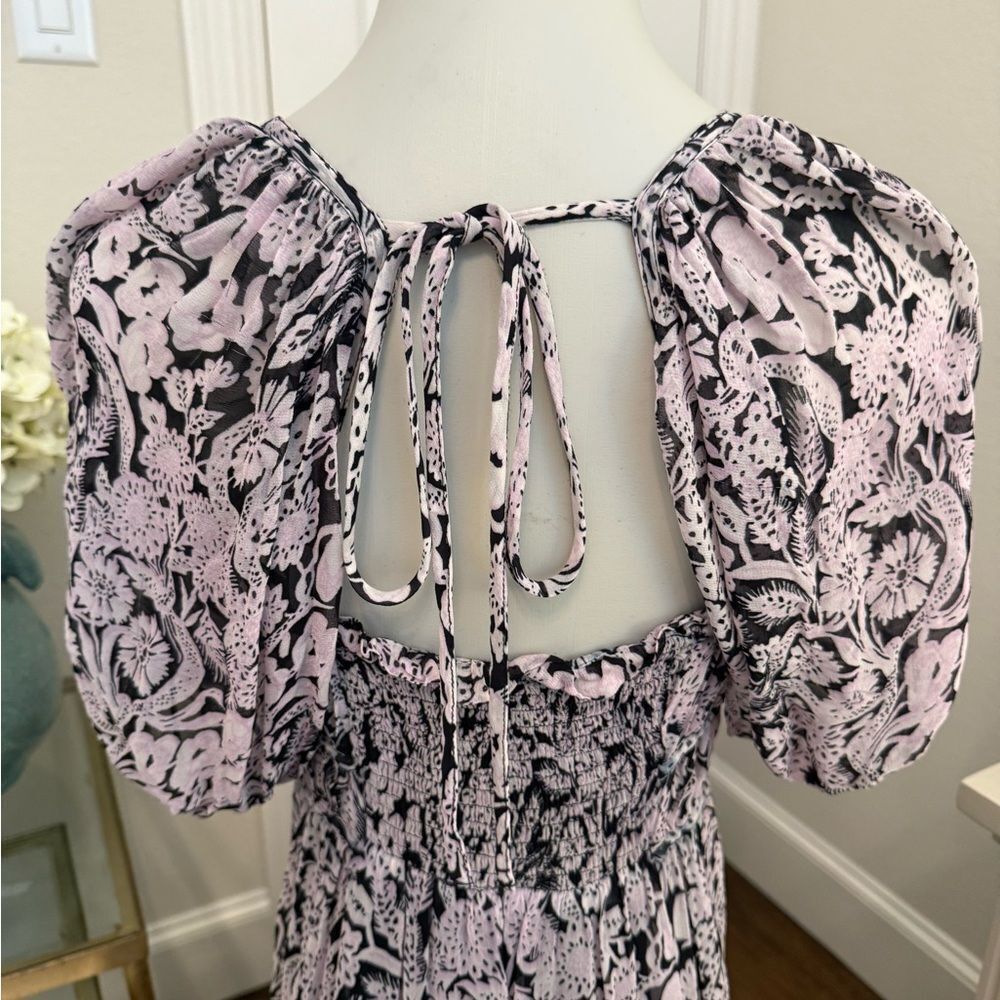 Anthropologie Squareneck Smocked Midi Dress - Picture 8 of 9